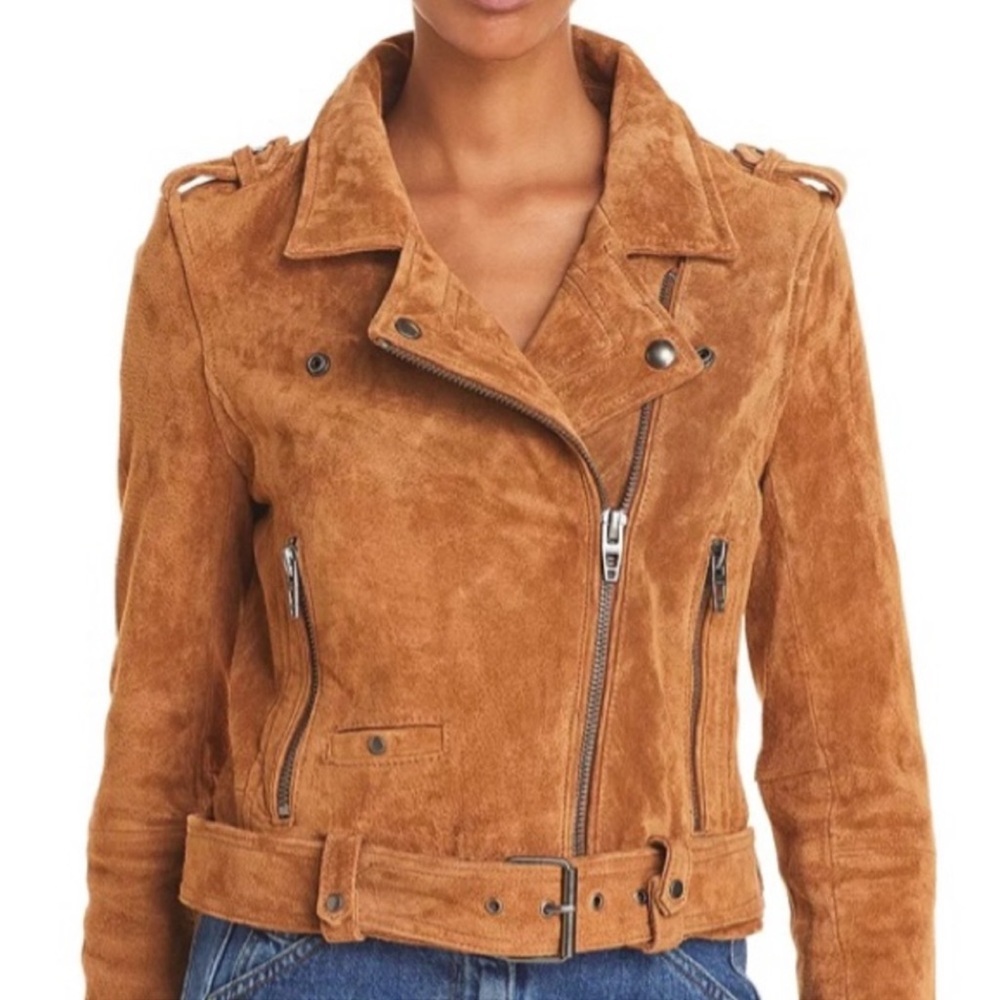 New Blank NYC Crop Suede Leather Moto Biker Jacket Medium